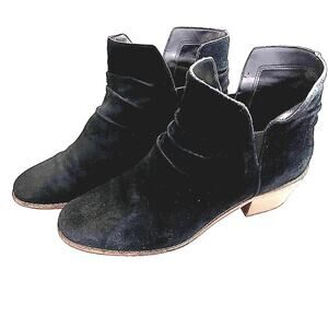 Cole Haan Alayna Slouch Stack Heeled Suede Booties Black Women’s Size 9